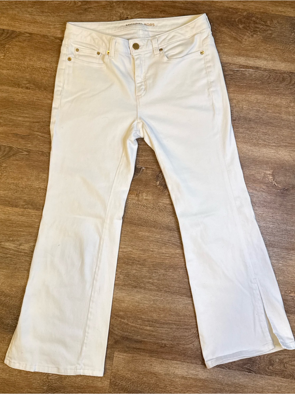 Michael Kors White Jeans with Gold Hardware